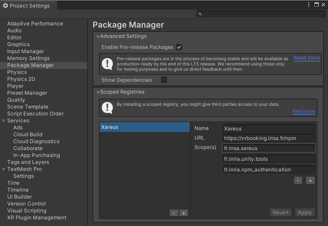 Package Manager configuration